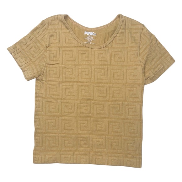 PINK Dot Embossed Short Sleeve Top | Size Medium - Picture 1 of 2